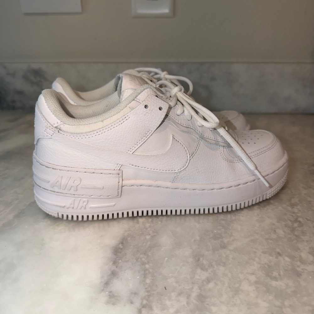 Nike Air Force 1 Shadow Triple White Sneakers CI0919-100 Low Top Shoes